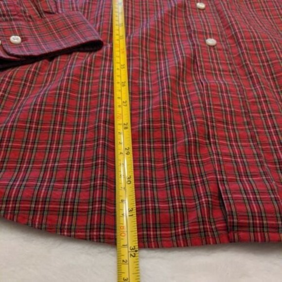 Tommy Hilfiger Men's Button Up Shirt Size 34-35 Red Plaid Long Sleeve 16.5 In - Picture 6 of 12